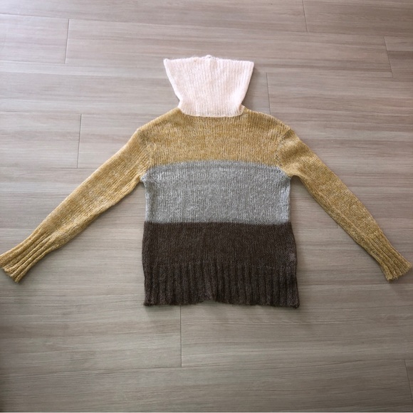 Anthropologie Knitted & Knotted Cowlneck Colorblock Turtleneck Sweater Sz Large - Picture 11 of 13